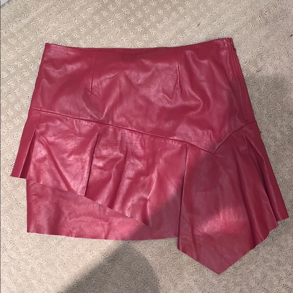 Joie Red Leather Skirt - Picture 4 of 6